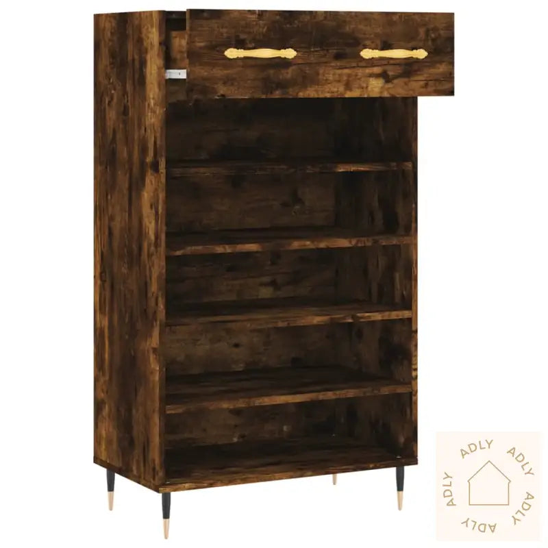 Skohylle Røkt Eik 60X35X105 Cm Konstruert Tre