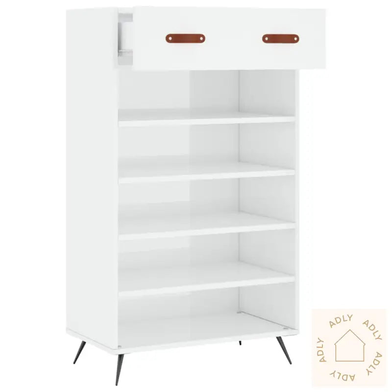 Skoskap Høyglans Hvit 60X35X105 Cm Konstruert Tre