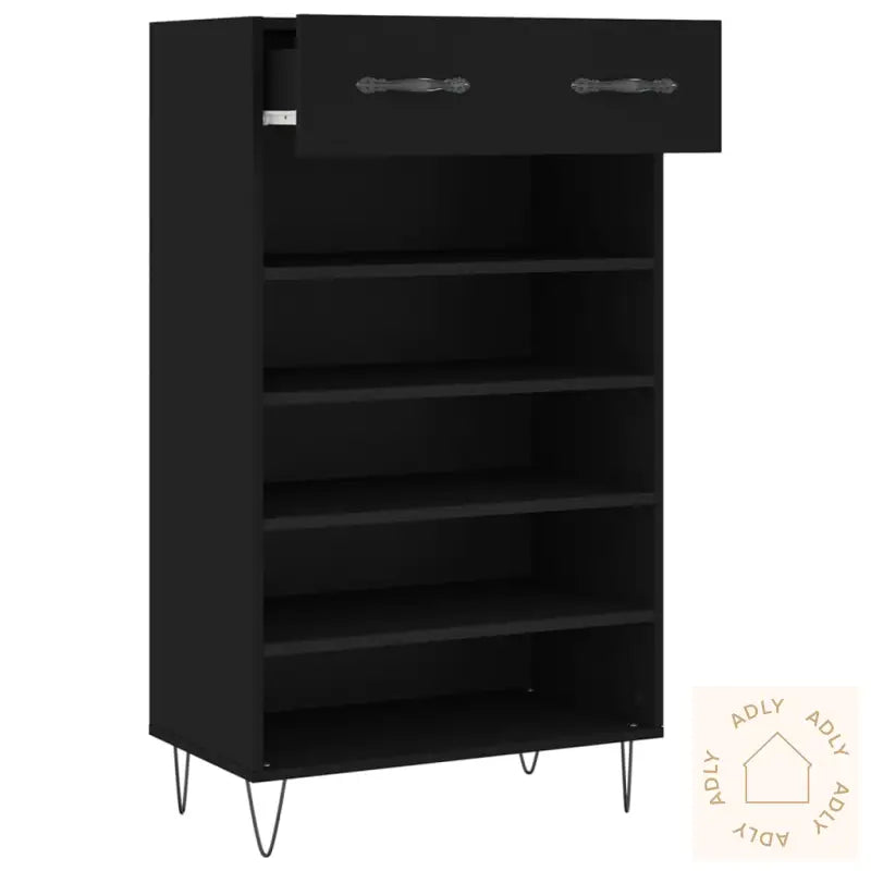 Skohylle Svart 60X35X105 Cm Konstruert Tre