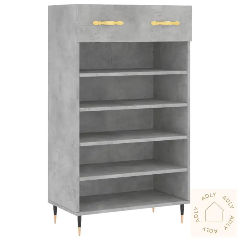 Skohylle Betonggrå 60X35X105 Cm Konstruert Tre