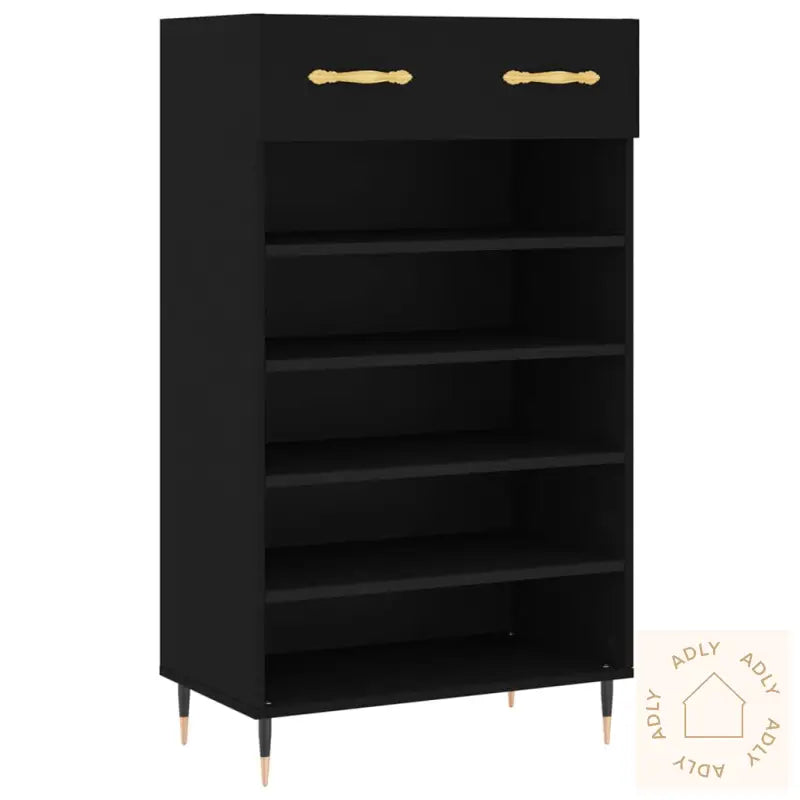 Skohylle Svart 60X35X105 Cm Konstruert Tre