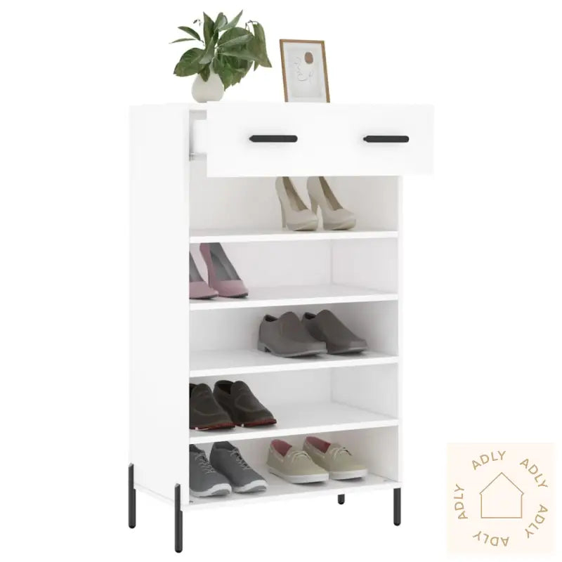 Skohylle Hvit 60X35X105 Cm Konstruert Tre