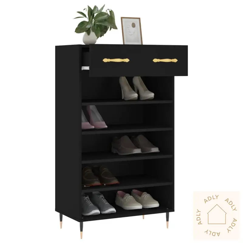 Skohylle Svart 60X35X105 Cm Konstruert Tre
