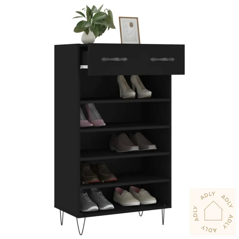 Skohylle Svart 60X35X105 Cm Konstruert Tre