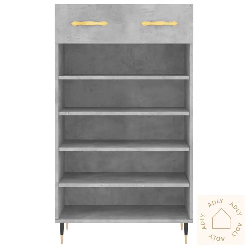 Skohylle Betonggrå 60X35X105 Cm Konstruert Tre