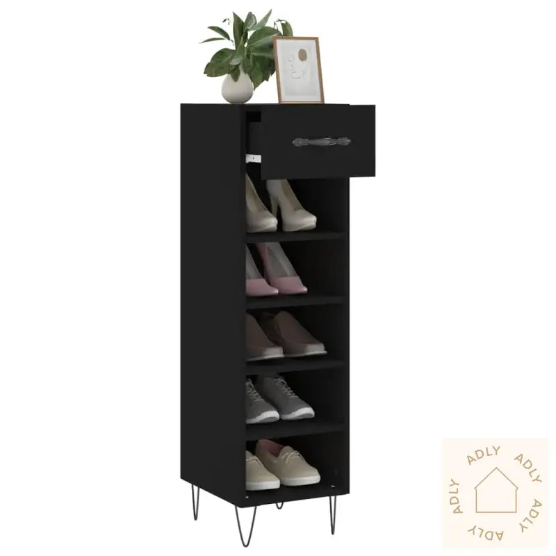 Skohylle Svart 30X35X105 Cm Konstruert Tre