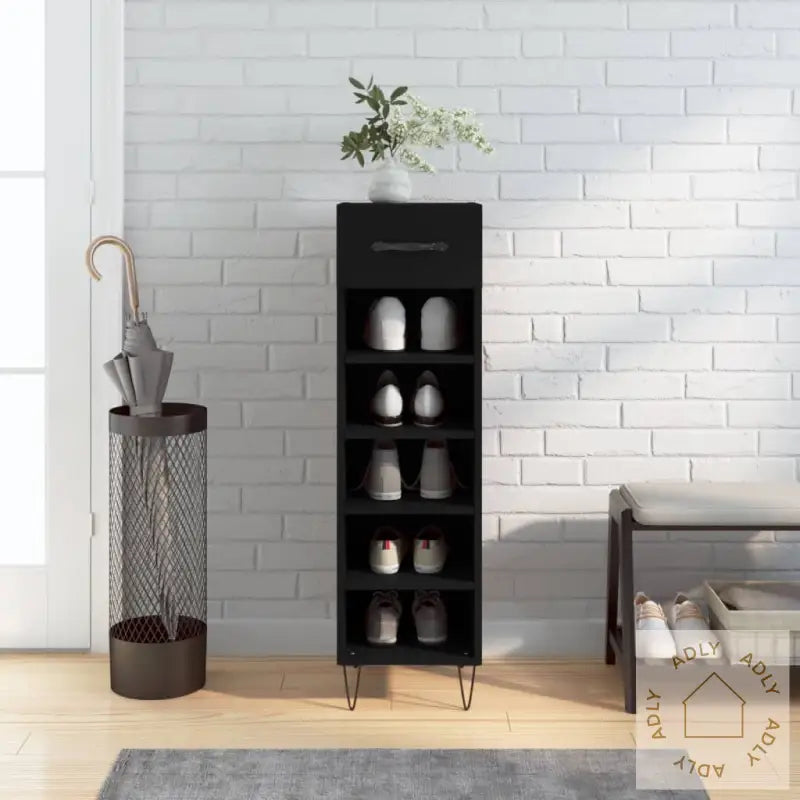 Skohylle Svart 30X35X105 Cm Konstruert Tre