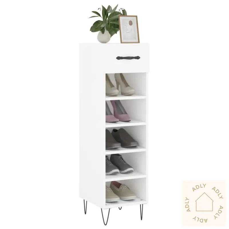 Skohylle Hvit 30X35X105 Cm Konstruert Tre