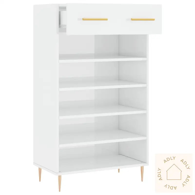 Skoskap Høyglans Hvit 60X35X105 Cm Konstruert Tre