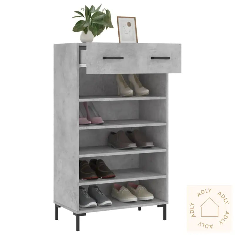 Skohylle Betonggrå 60X35X105 Cm Konstruert Tre