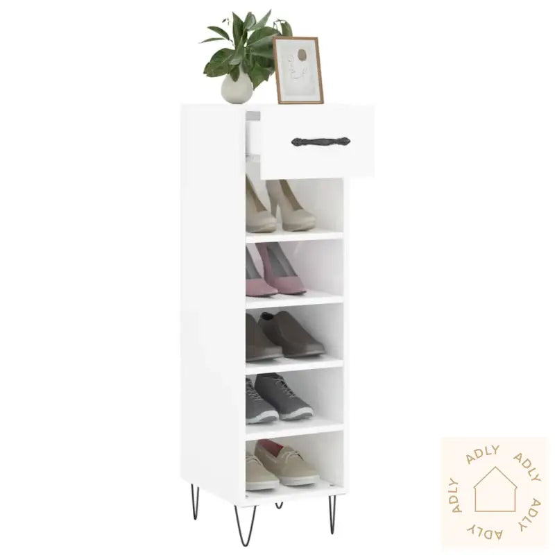 Skoskap Høyglans Hvit 30X35X105 Cm Konstruert Tre