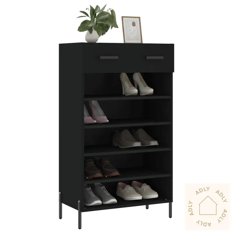 Skohylle Svart 60X35X105 Cm Konstruert Tre