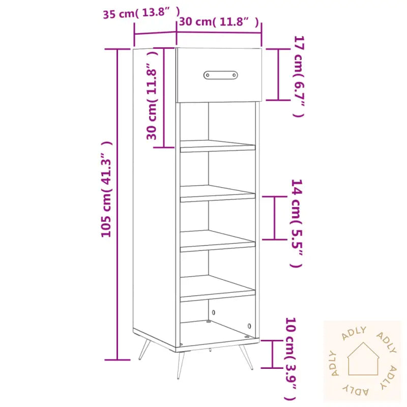 Skohylle Grå Sonoma 30X35X105 Cm Konstruert Tre