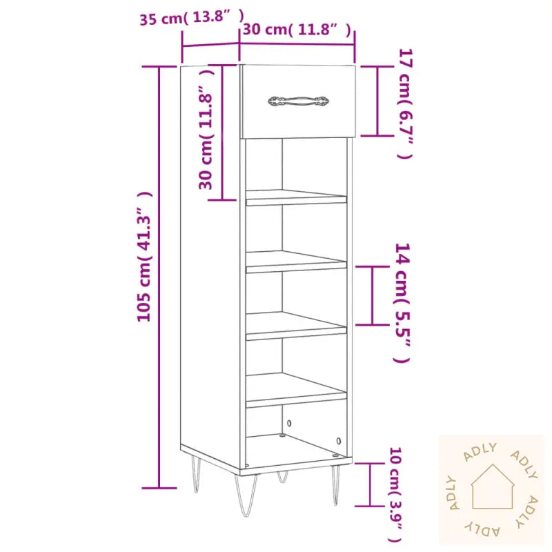 Skoskap Høyglans Hvit 30X35X105 Cm Konstruert Tre