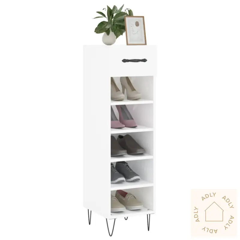 Skoskap Høyglans Hvit 30X35X105 Cm Konstruert Tre