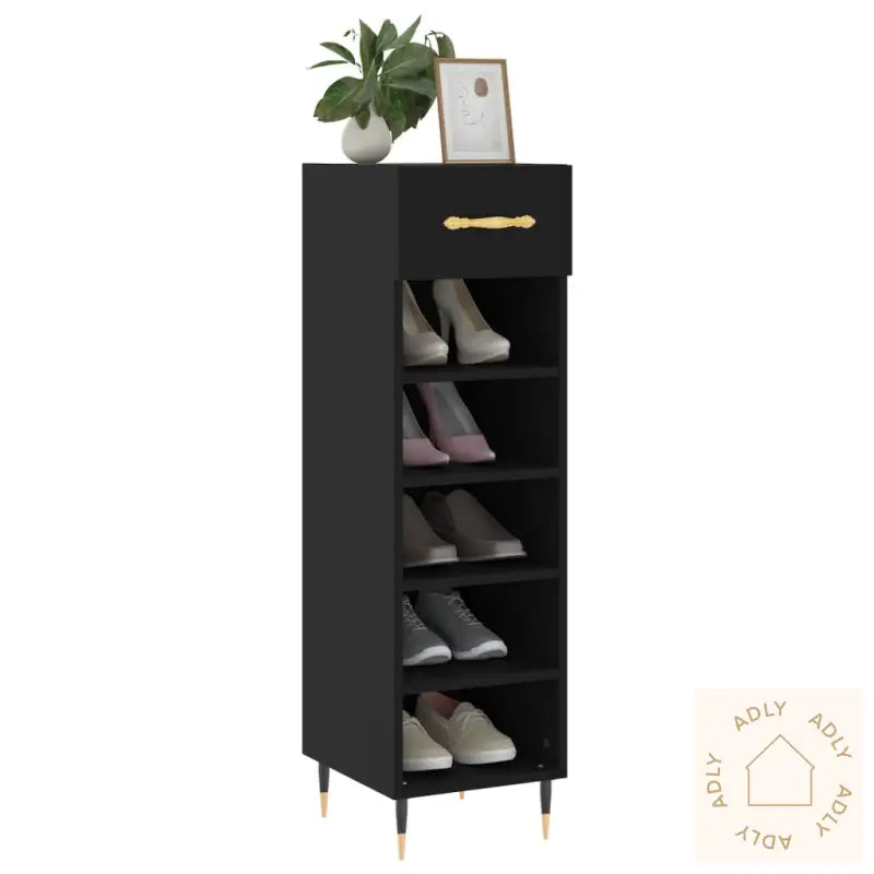 Skohylle Svart 30X35X105 Cm Konstruert Tre