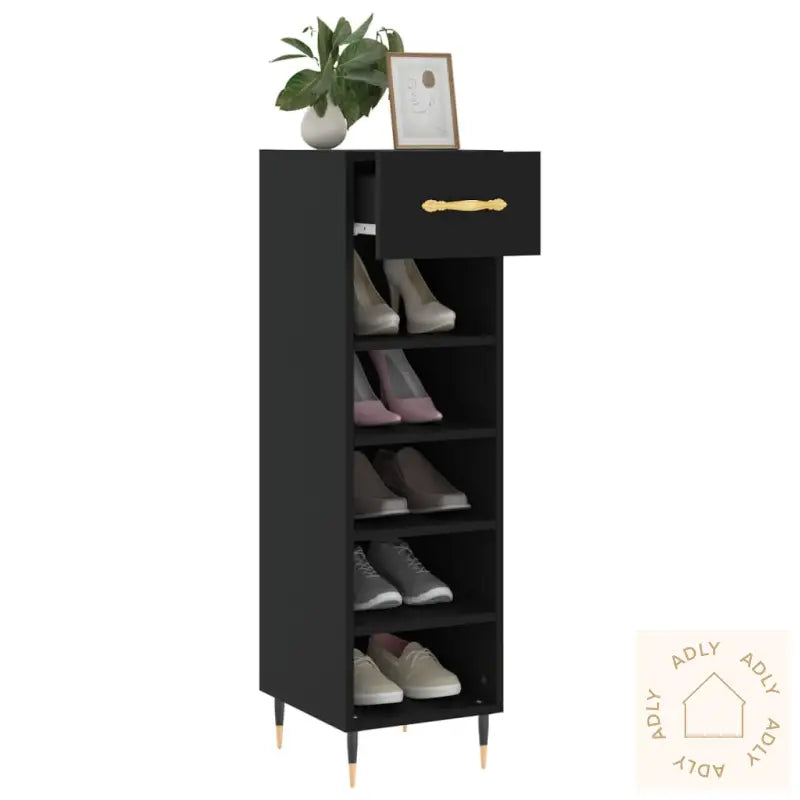 Skohylle Svart 30X35X105 Cm Konstruert Tre