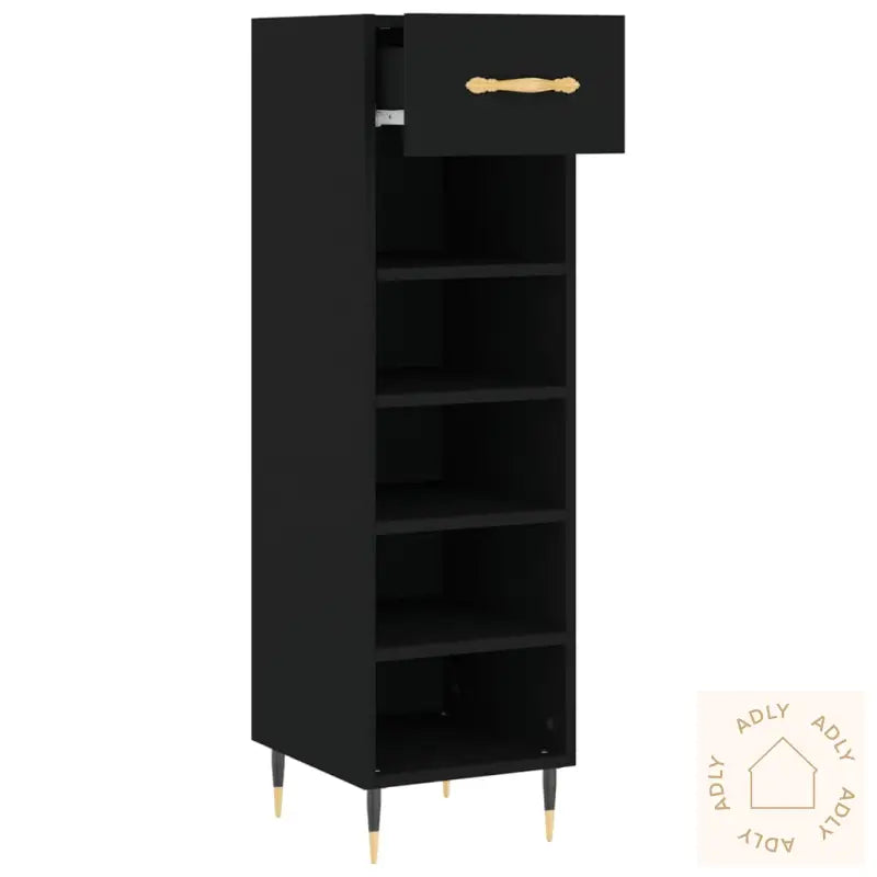 Skohylle Svart 30X35X105 Cm Konstruert Tre