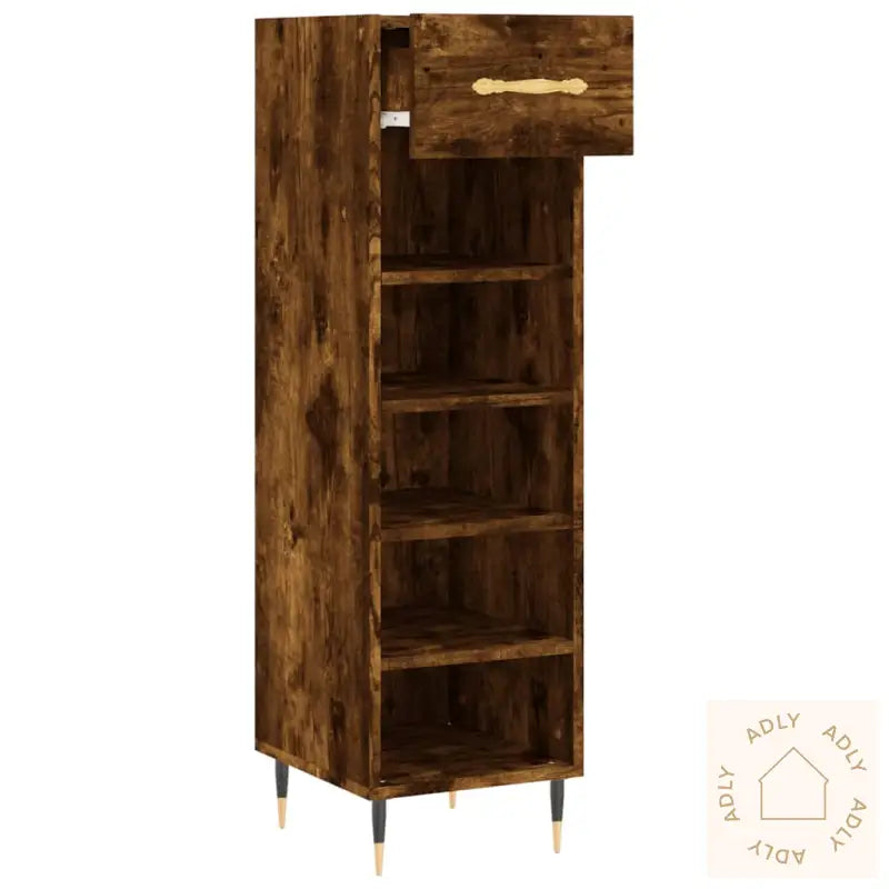 Skohylle Røkt Eik 30X35X105 Cm Konstruert Tre
