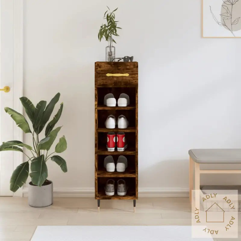 Skohylle Røkt Eik 30X35X105 Cm Konstruert Tre