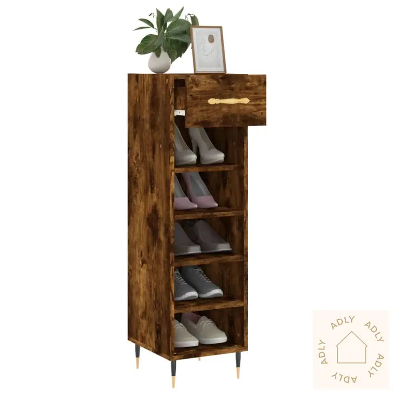Skohylle Røkt Eik 30X35X105 Cm Konstruert Tre