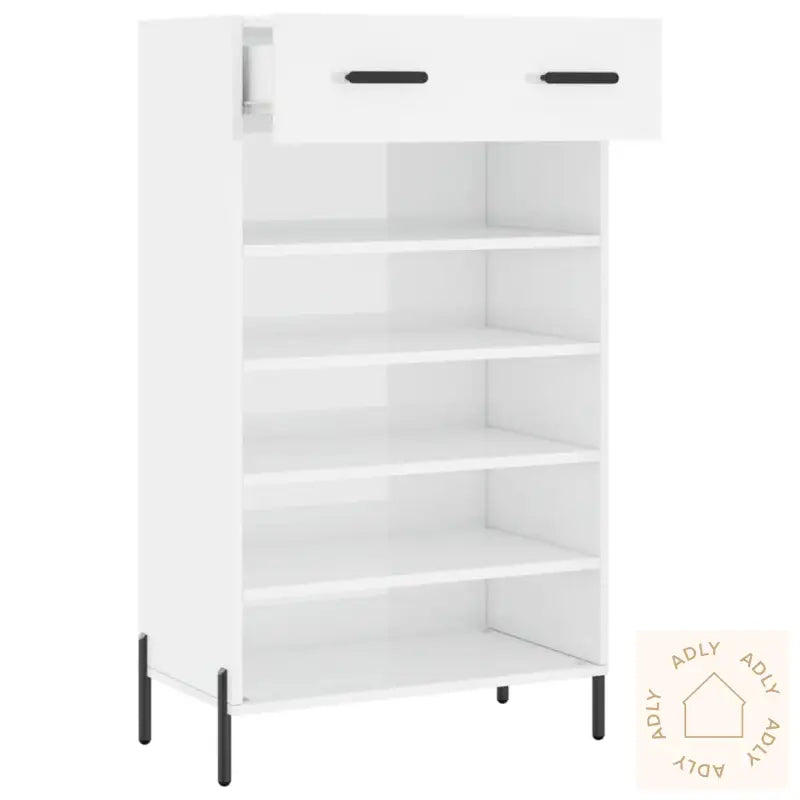 Skoskap Høyglans Hvit 60X35X105 Cm Konstruert Tre