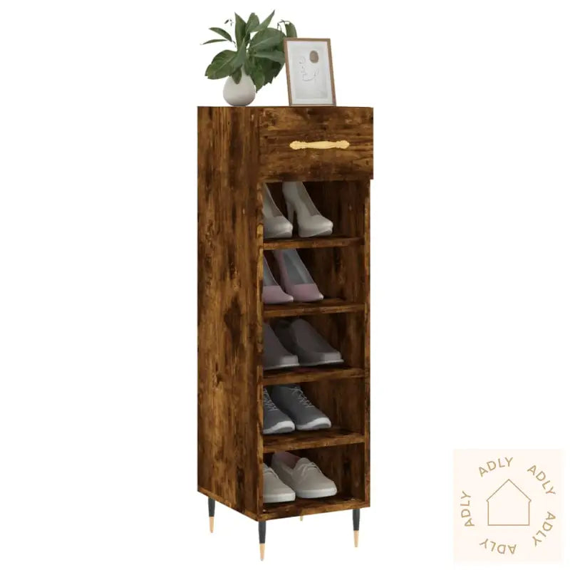 Skohylle Røkt Eik 30X35X105 Cm Konstruert Tre