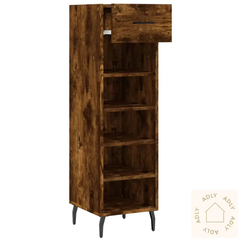 Skohylle Røkt Eik 30X35X105 Cm Konstruert Tre