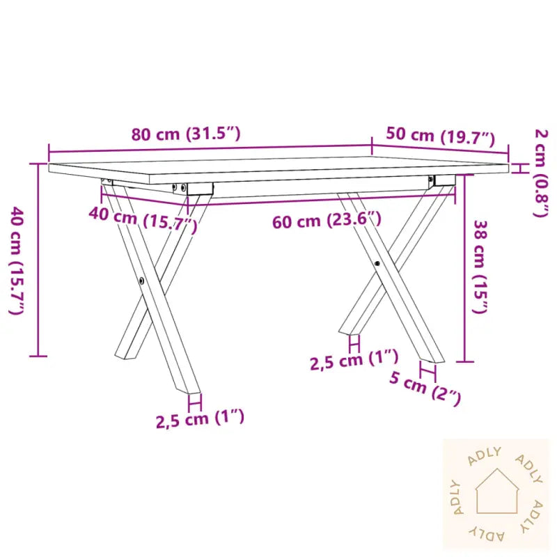 Salongbord X-Ramme 80X50X40 Cm Heltre Furu Og Stål