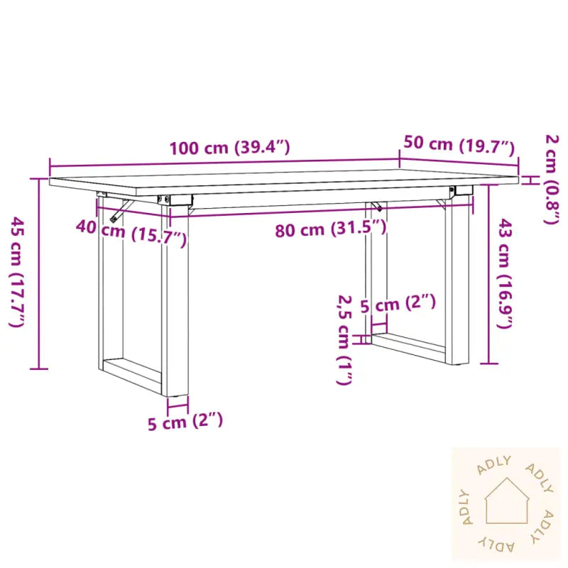 Salongbord O-Ramme 100X50X45 Cm Heltre Furu Og Stål