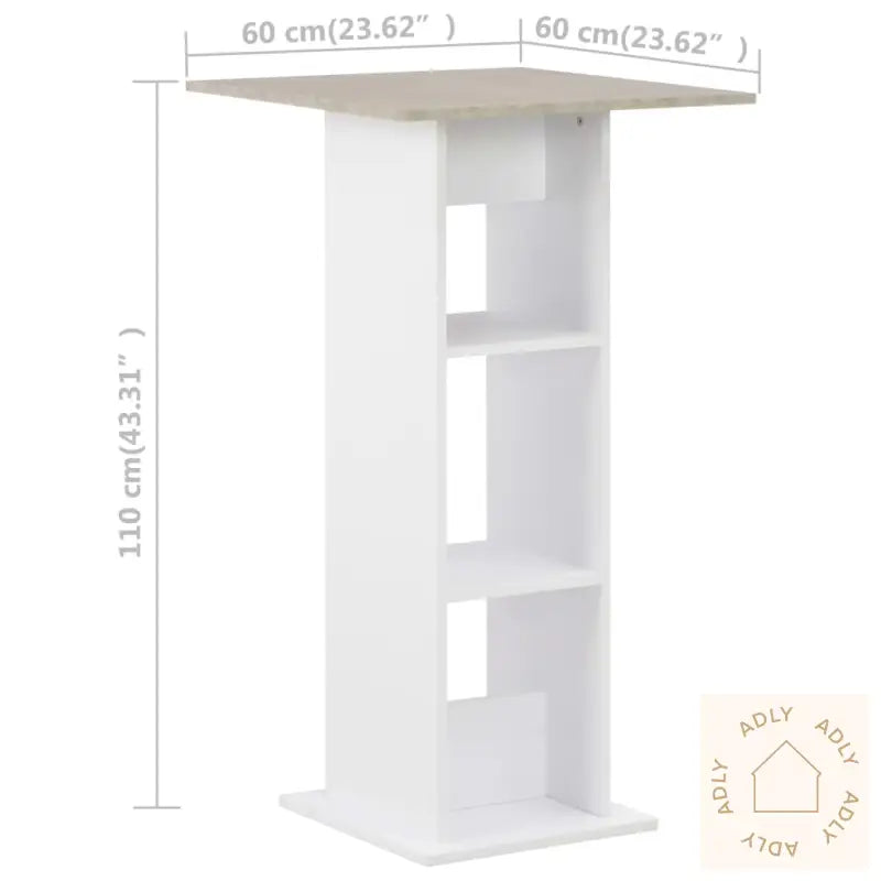 Barbord Hvit Og Betong 60X60X110 Cm