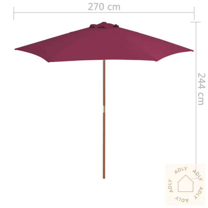 Parasoll Med Trestang 270 Cm Vinrød