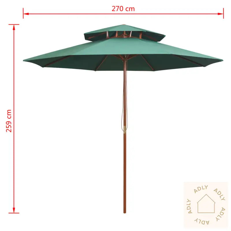 Parasoll Med Lufteluke 270X270 Cm Trestang Grønn