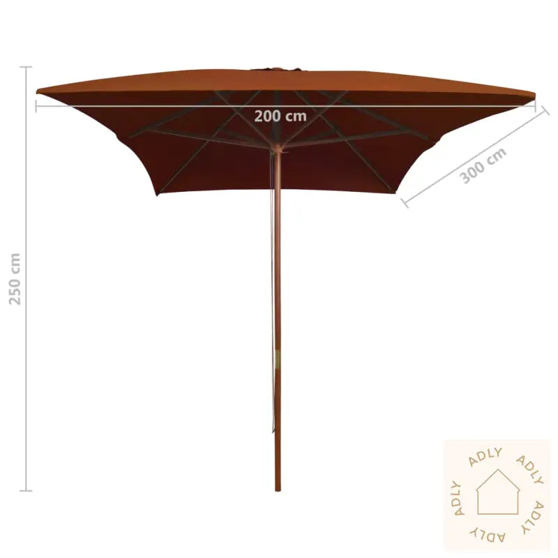 Hageparasoll Med Trestang Terrakotta 200X300 Cm