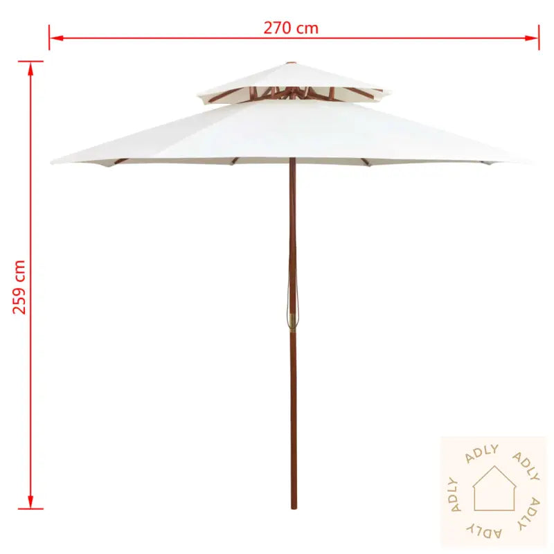 Parasoll Med Lufteluke 270X270 Cm Trestang Kremhvit