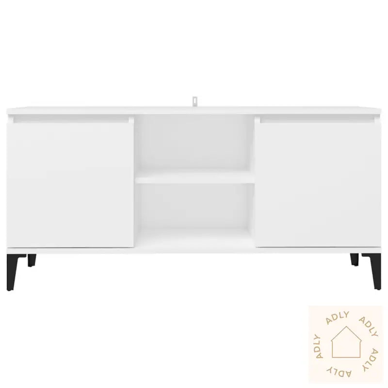 Tv-Benk Med Metallben Hvit 103,5X35X50 Cm