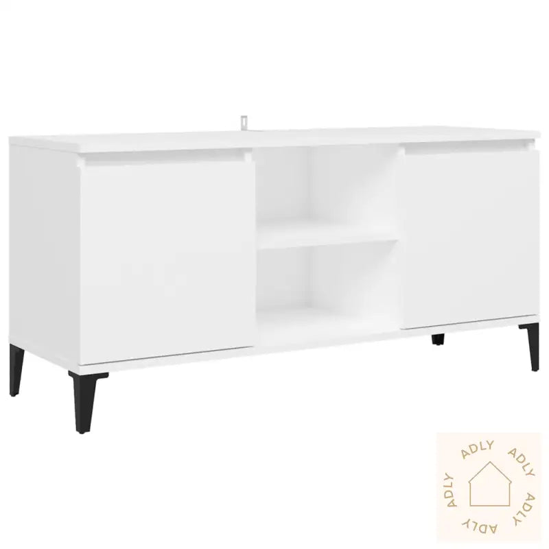 Tv-Benk Med Metallben Hvit 103,5X35X50 Cm