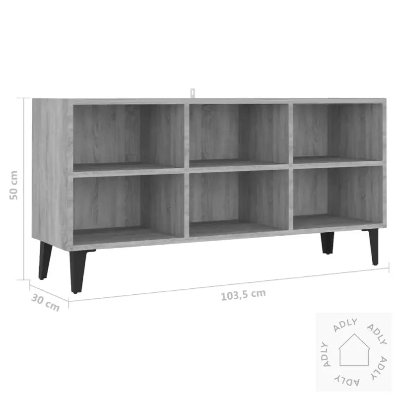 Tv-Benk Med Metallben Grå Sonoma Eik 103,5X30X50 Cm