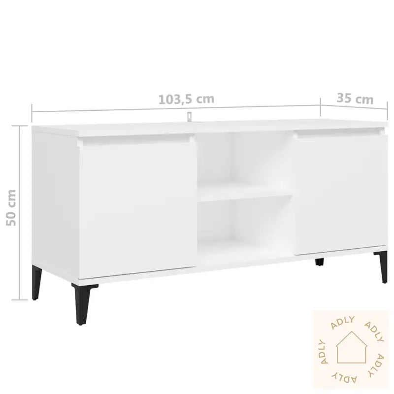 Tv-Benk Med Metallben Hvit 103,5X35X50 Cm