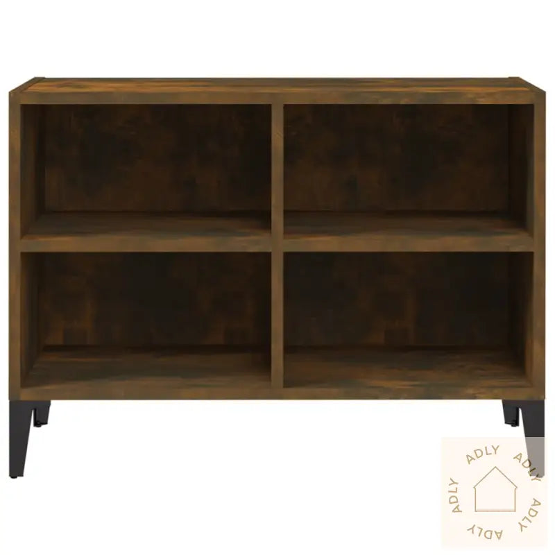 Tv-Benk Med Metallben Røkt Eik 69,5X30X50 Cm