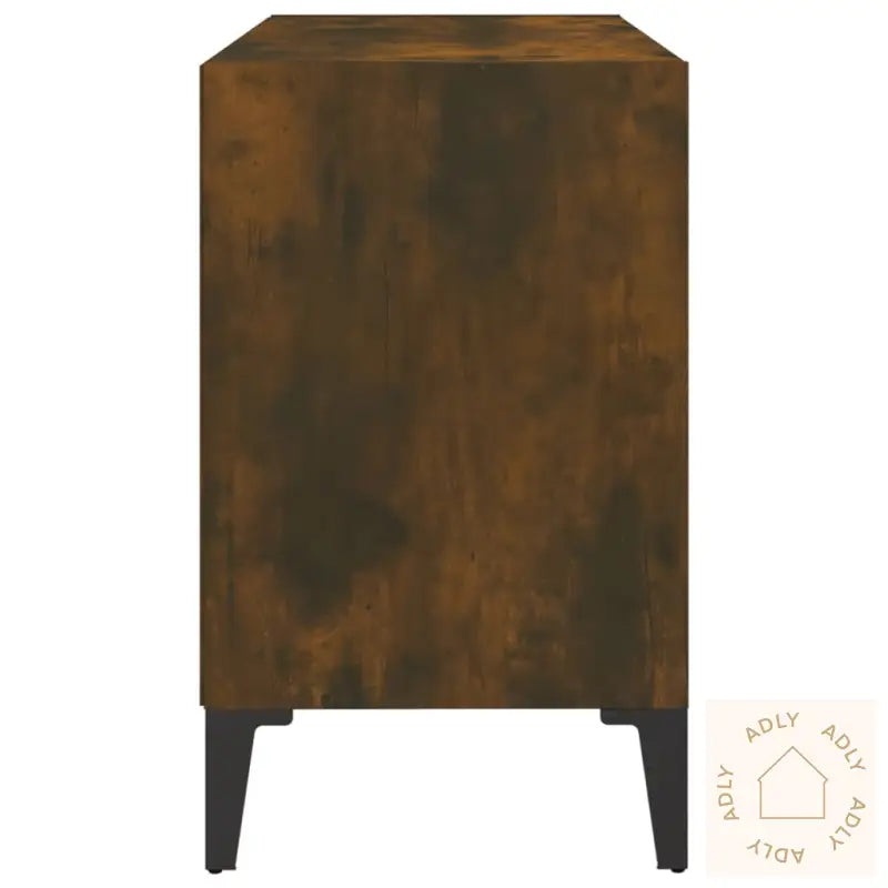 Tv-Benk Med Metallben Røkt Eik 69,5X30X50 Cm