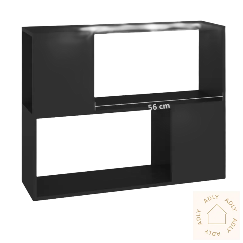 Black to-tyle shelf med dimensjoner for elegant tv-benk og møbler til hjemmet