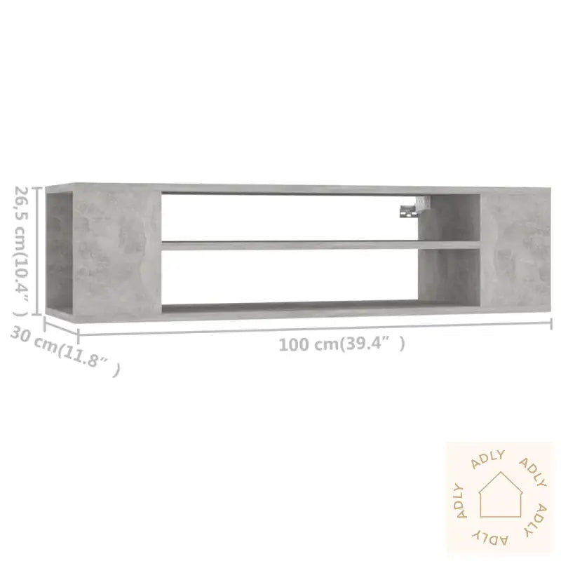Hengende Tv-Benk Betonggrå 100X30X26,5 Cm Konstruert Tre