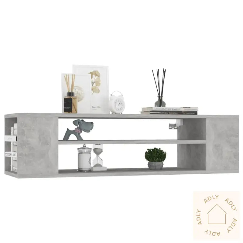 Hengende Tv-Benk Betonggrå 100X30X26,5 Cm Konstruert Tre