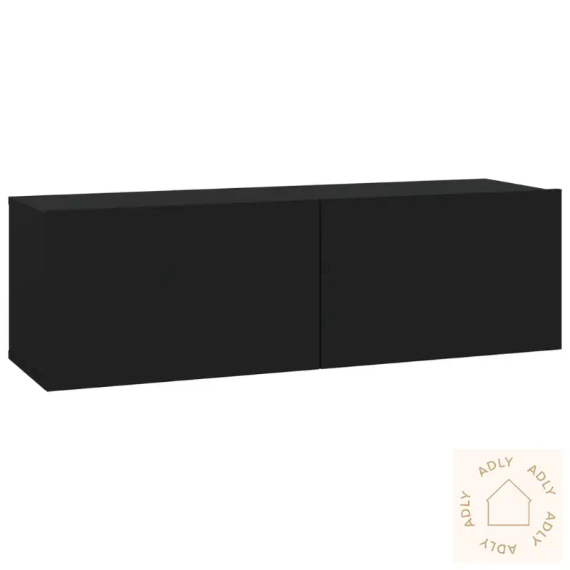 Vegghengte Tv-Benker 2 Stk Svart 100X30X30 Cm Konstruert Tre