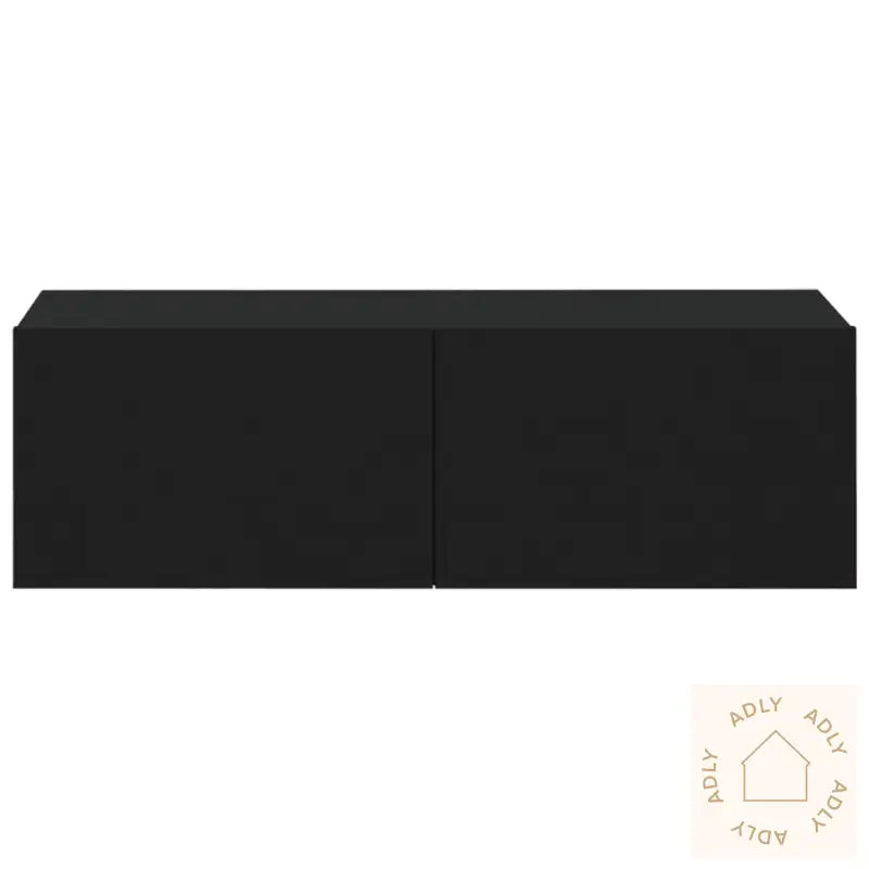 Vegghengte Tv-Benker 2 Stk Svart 100X30X30 Cm Konstruert Tre