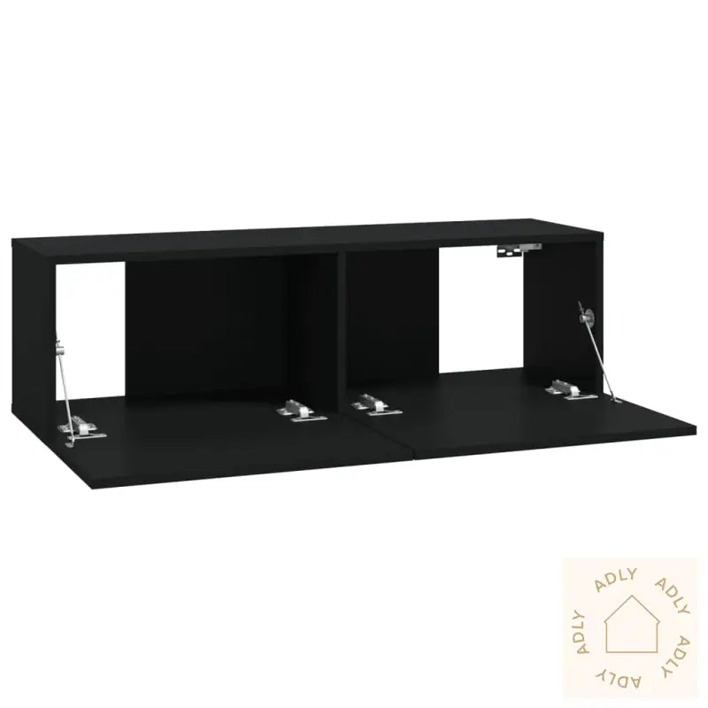 Vegghengte Tv-Benker 2 Stk Svart 100X30X30 Cm Konstruert Tre