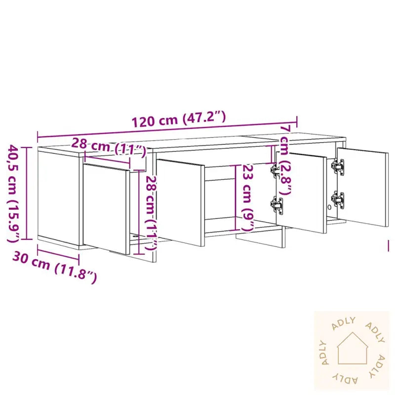 Tv-Benk Artisan Eik 120X30X40,5 Cm Konstruert Tre