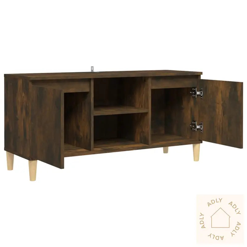 Tv-Benk Med Ben I Heltre Røkt Eik 103,5X35X50 Cm