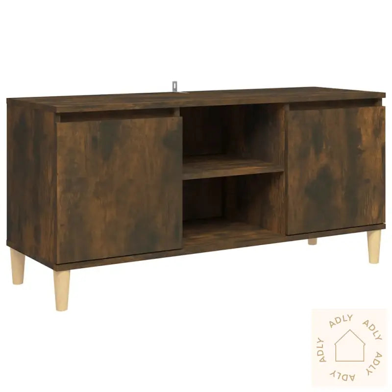 Tv-Benk Med Ben I Heltre Røkt Eik 103,5X35X50 Cm